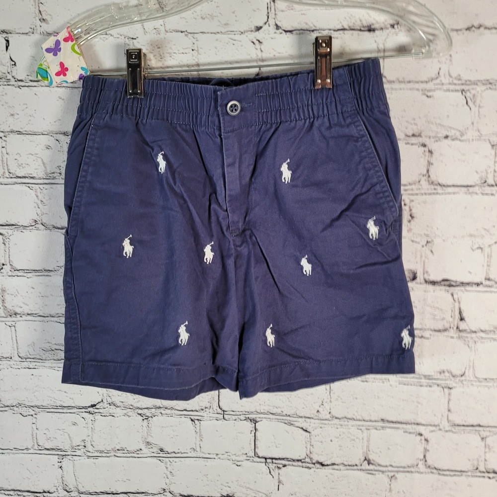 Polo Ralph Lauren Chino Shorts Kids Size 10 Navy Blue Excellent Pony Embroidery